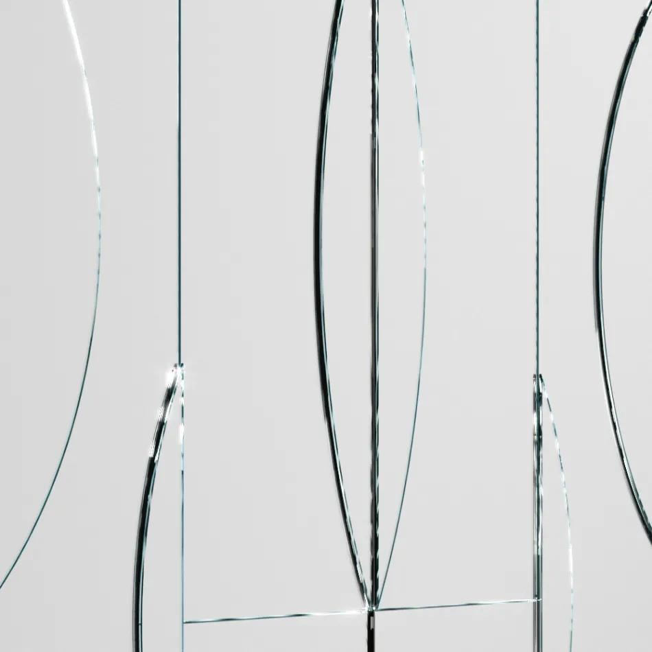 Espejo de pared modular con estructura de madera Made in Italy - Saetta viadurini