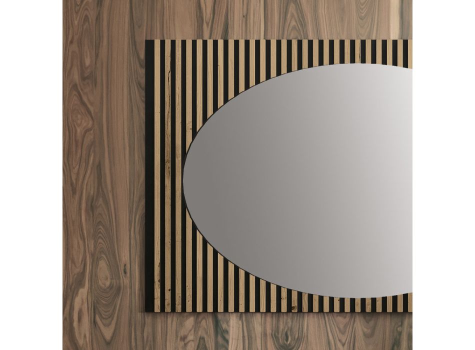 Espejo de pared ovalado con soporte de lamas verticales Made in Italy - Anne viadurini
