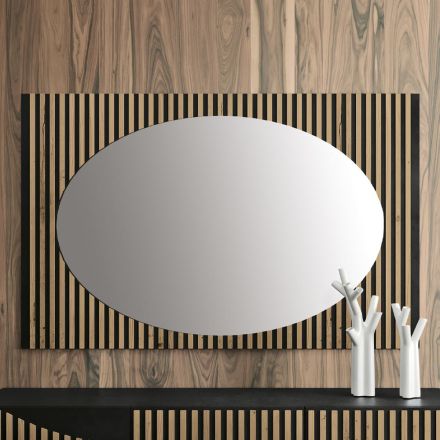 Espejo de pared ovalado con soporte de lamas verticales Made in Italy - Anne viadurini