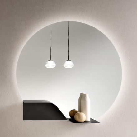 Espejo de pared retroiluminado con LED y marco de ABS, fabricado en Italia - Dafira viadurini