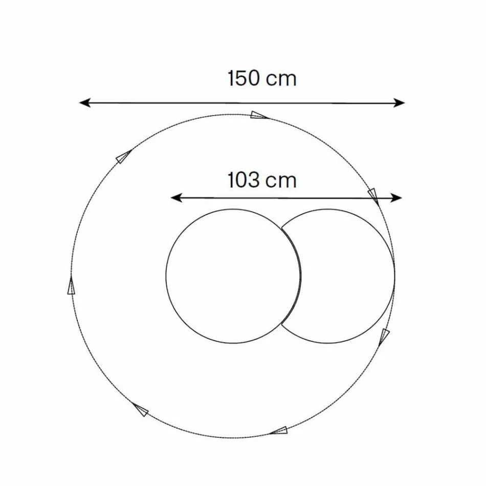 Espejo de pared redondo con satélite que gira 360 ° Hecho en Italia - Shaki viadurini