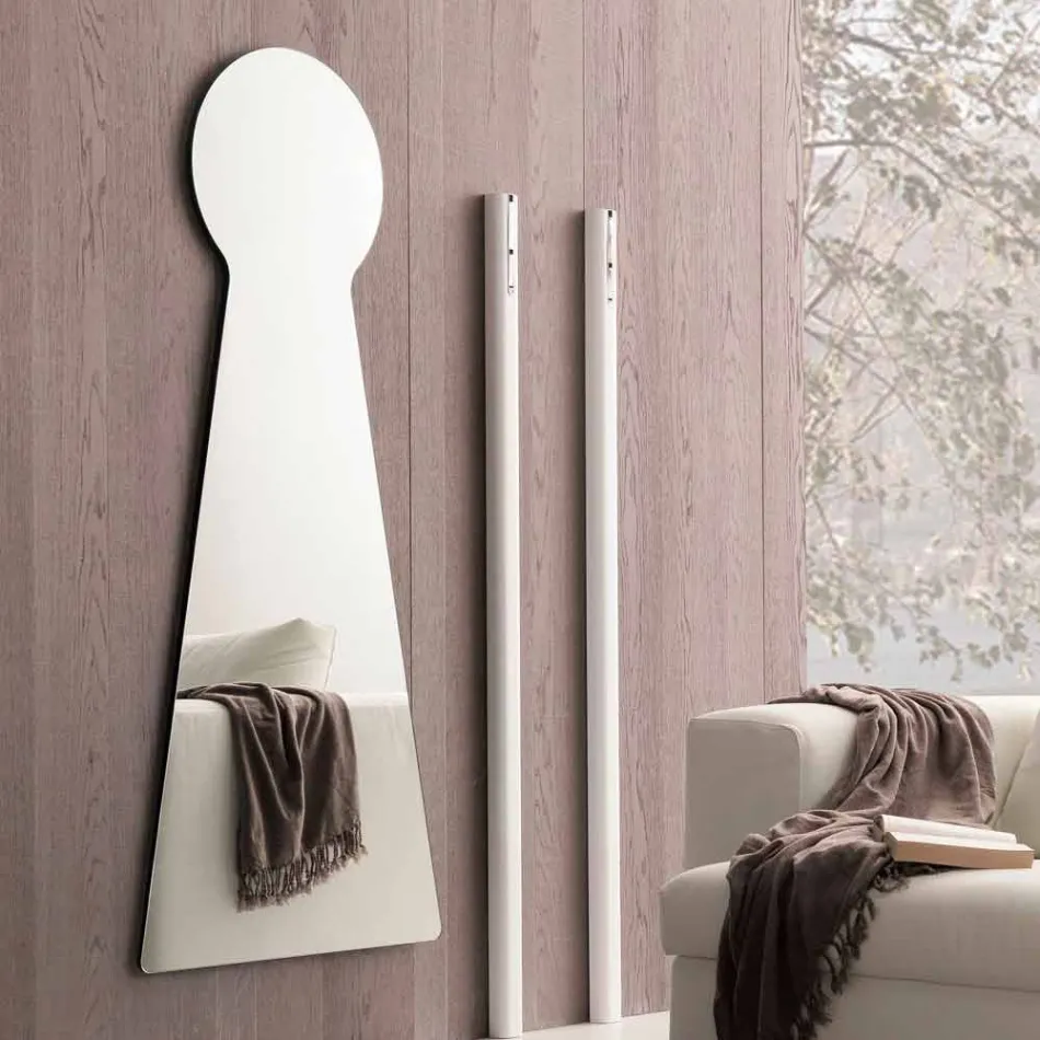 Espejo de pared en forma con panel de melamina Made in Italy - Bromo viadurini