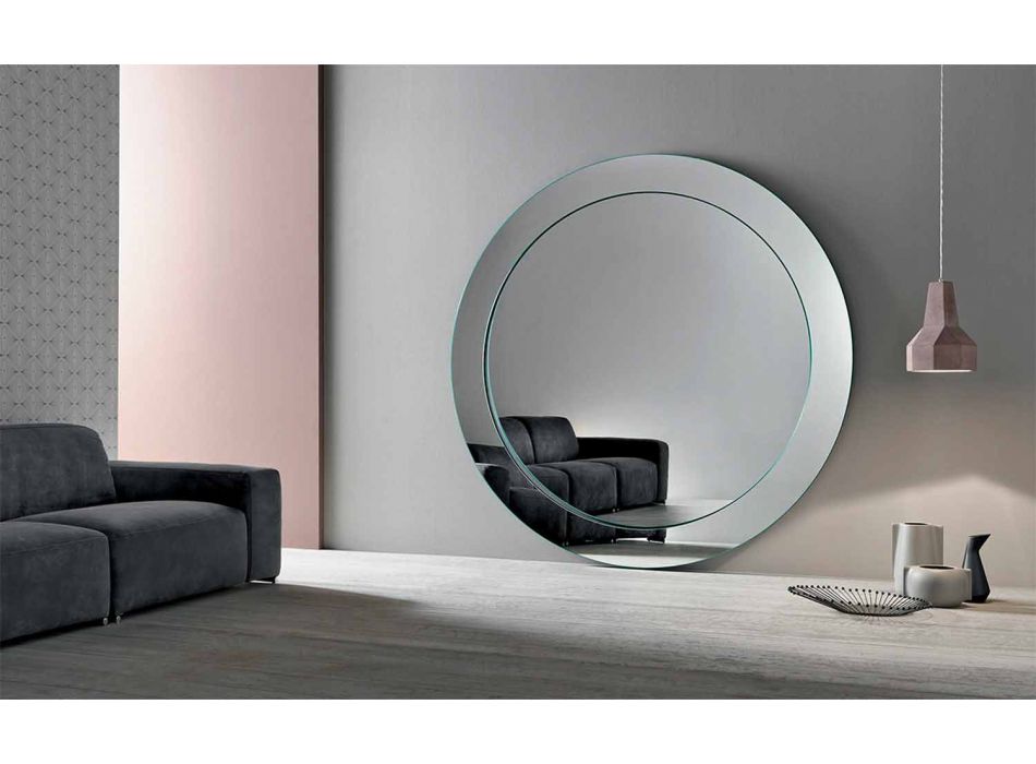 Espejo redondo moderno con marco inclinado Hecho en Italia - Salamina viadurini