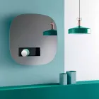 Espejo de pared decorativo acabado ahumado con compartimento de diseño negro - Matrix viadurini