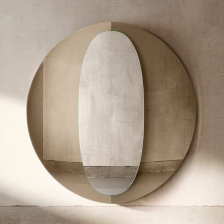 Espejo de madera de doble panel con diseño moderno Bristol, fabricado en Italia. viadurini