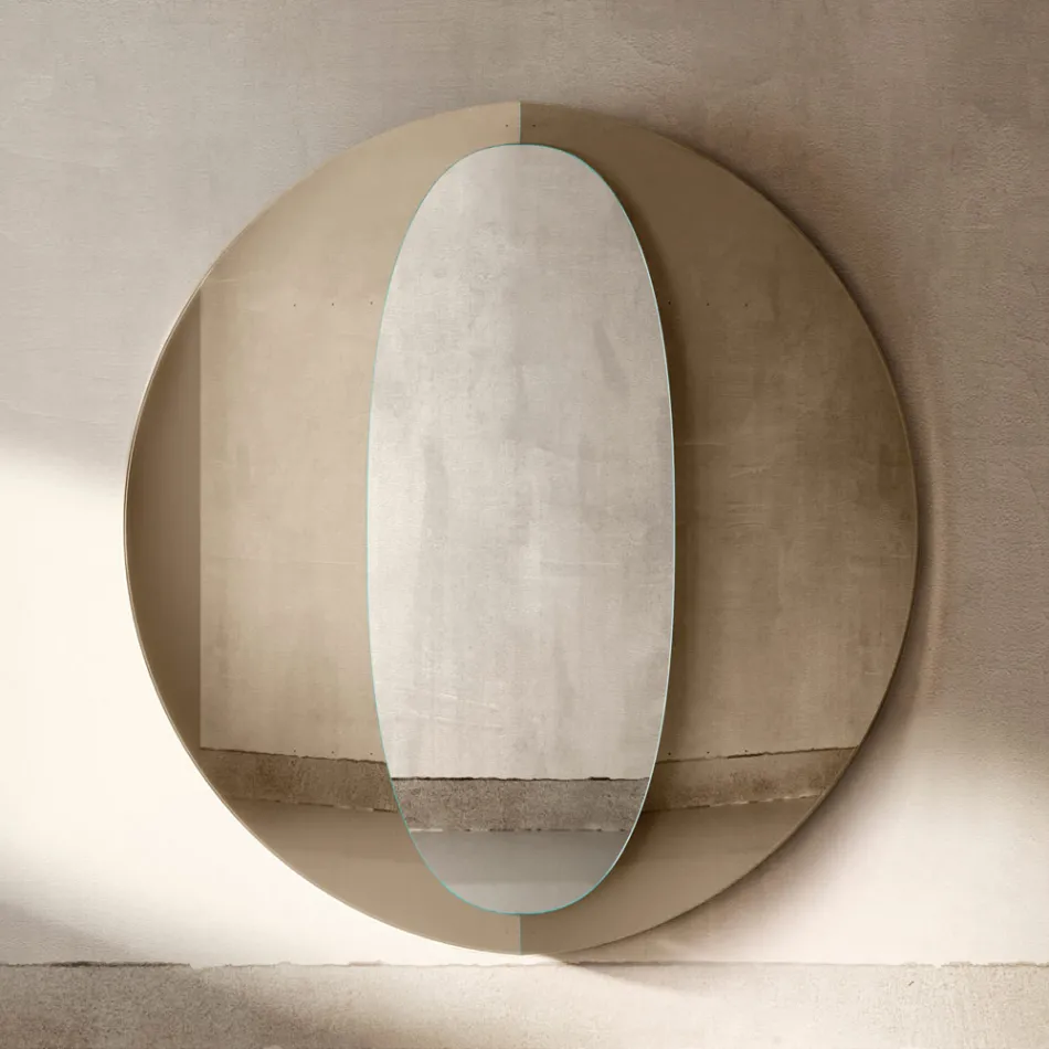 Espejo de madera de doble panel con diseño moderno Bristol, fabricado en Italia. viadurini