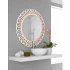 Espejo de pared grande de diseño moderno y decorativo en madera rosa - Corona viadurini