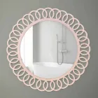 Espejo de pared grande de diseño moderno y decorativo en madera rosa - Corona viadurini