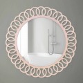 Espejo de pared grande de diseño moderno y decorativo en madera rosa - Corona