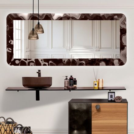 Espejo de cristal curvo con efecto líquido y retroiluminación - Excelsior viadurini