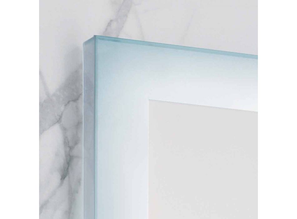 espejo moderno con bordes de vidrio esmerilado, iluminación LED, Ady viadurini