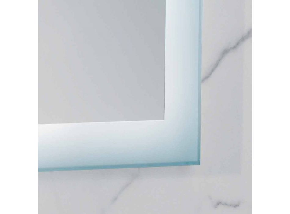 espejo moderno con bordes de vidrio esmerilado, iluminación LED, Ady viadurini
