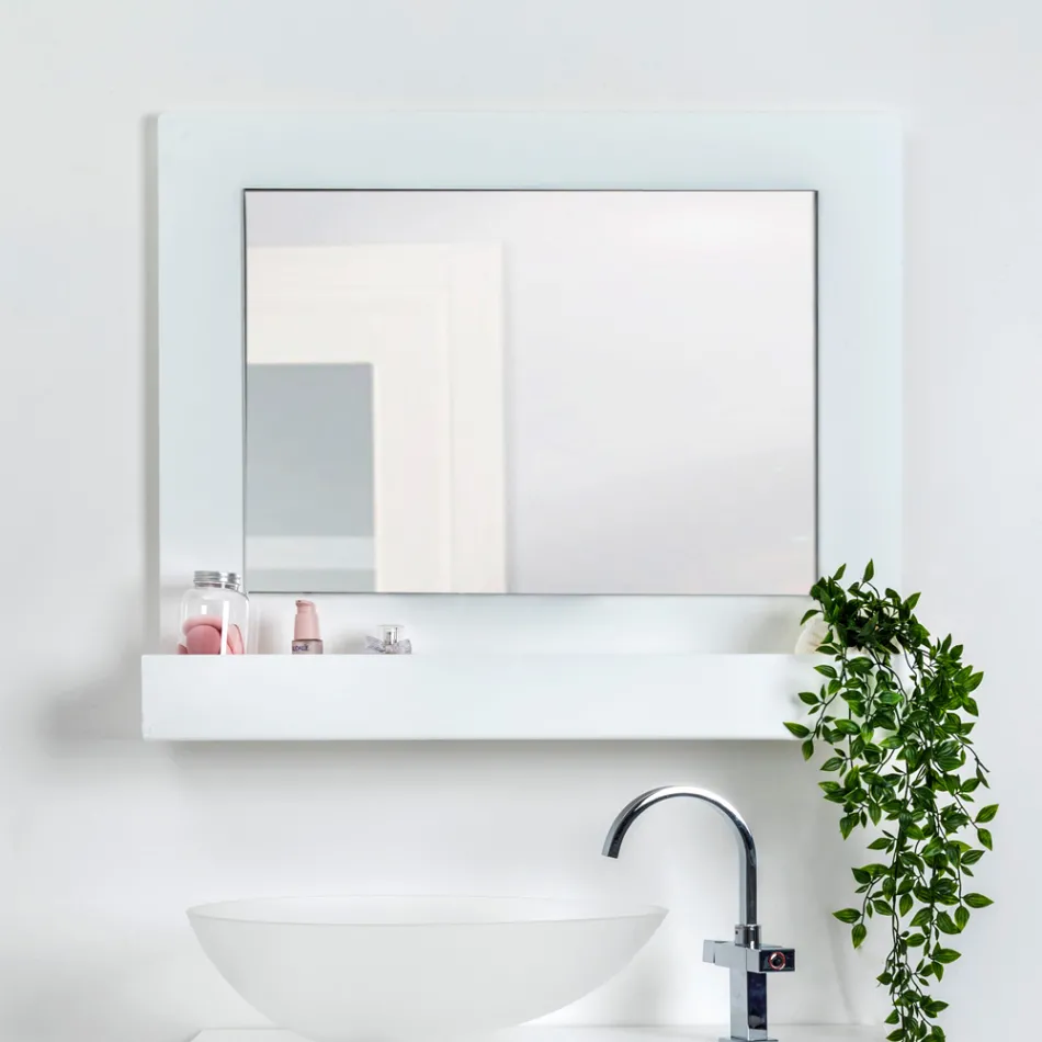 Espejo de pared horizontal de plexiglás con contenedor fabricado en Italia - Kiran viadurini