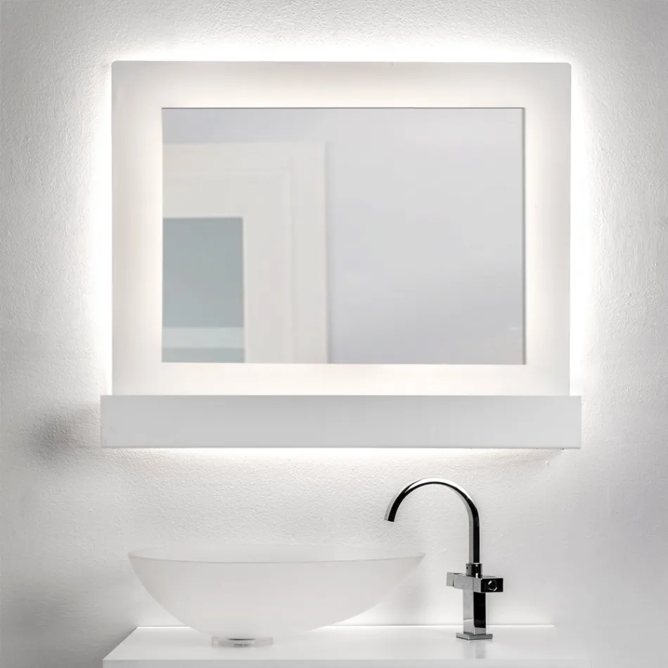 Espejo de pared horizontal de plexiglás con contenedor fabricado en Italia - Kiran viadurini