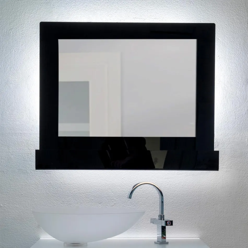 Espejo de pared horizontal de plexiglás con contenedor fabricado en Italia - Kiran viadurini