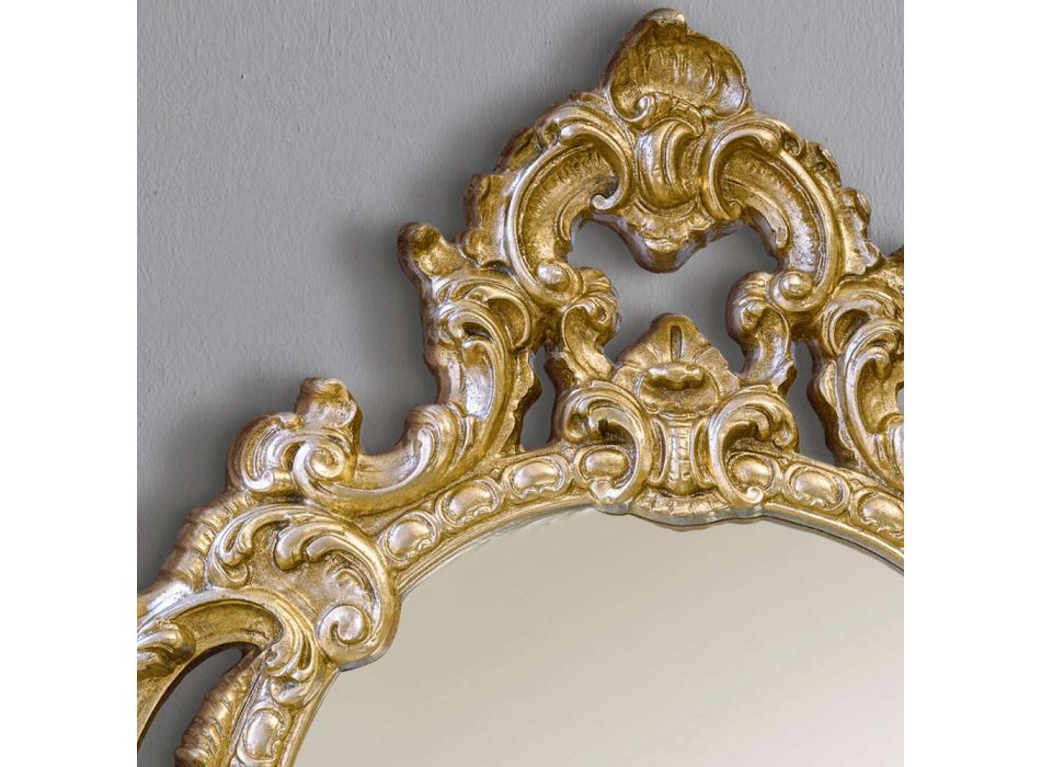 Espejo ovalado clásico en madera de pan de oro y plata Made in Italy - Vanessa viadurini