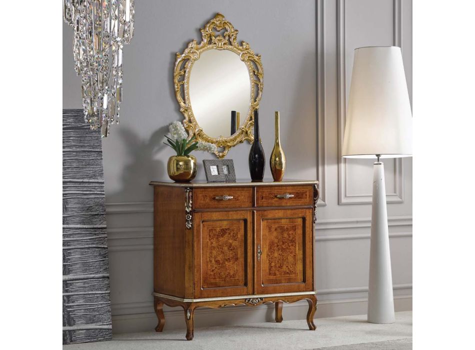 Espejo ovalado clásico en madera de pan de oro y plata Made in Italy - Vanessa viadurini