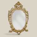 Espejo ovalado clásico en madera de pan de oro y plata Made in Italy - Vanessa
