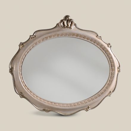Espejo ovalado de estilo clásico en madera blanca Made in Italy - Florence viadurini