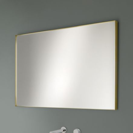 Espejo de pared rectangular con marco de bronce, negro, platino o cobre - Renga viadurini
