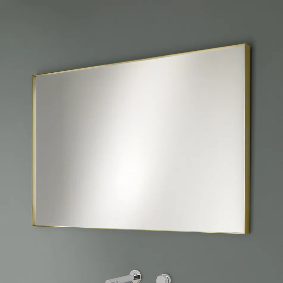 Espejo de pared rectangular con marco de bronce, negro, platino o cobre - Renga viadurini