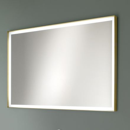 Espejo de Pared Rectangular Marco de Metal Varios Colores y Luz Led - Renga viadurini