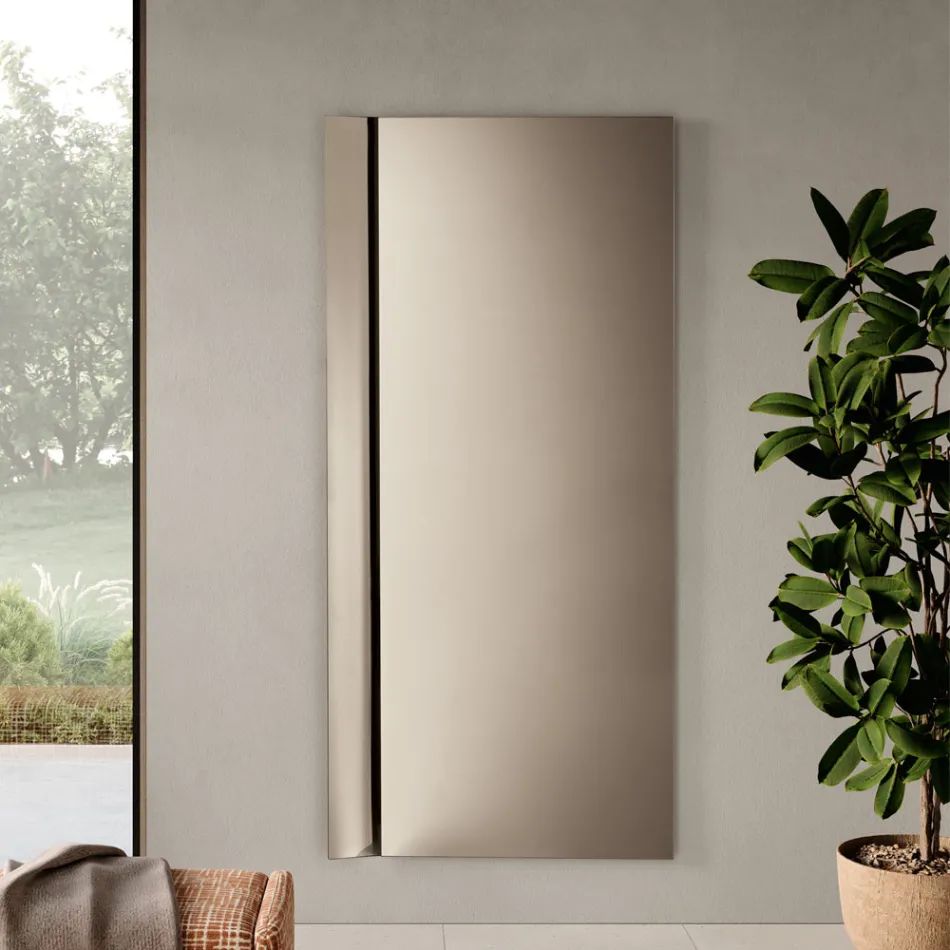 Espejo rectangular con inserto lateral en dos colores, fabricado en Italia - Lumis viadurini