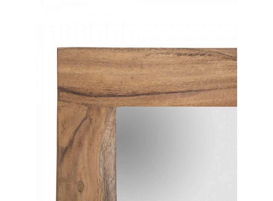 Espejo de pared rectangular moderno en madera de acacia y espejo - Eloise viadurini