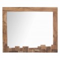 Espejo de pared rectangular moderno con marco de madera de acacia - Eloise