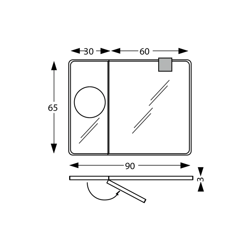 Espejo rectangular de madera y espejo de aumento Made in Italy - Curie viadurini