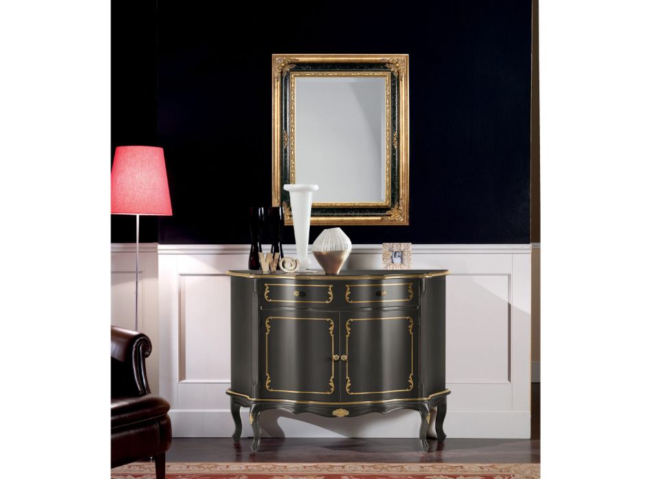 Espejo rectangular en madera de pan de oro y negro Made in Italy - Sophie viadurini