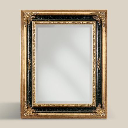 Espejo rectangular en madera de pan de oro y negro Made in Italy - Sophie viadurini
