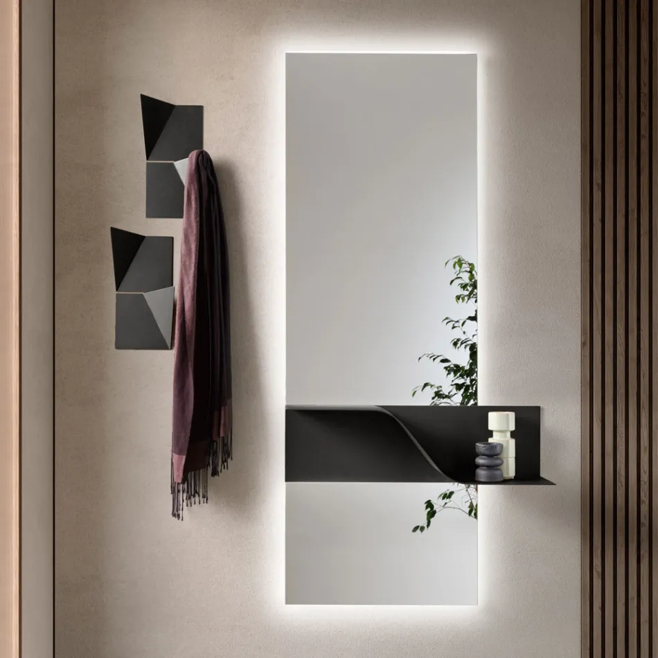Espejo rectangular de cristal retroiluminado con LED. Fabricado en Italia - Solen viadurini