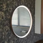 Espejo de pared redondo con marco de metal varios colores y luz led - Renga viadurini
