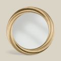 Espejo redondo con marco de madera dorada de lujo Made in Italy - Adelin