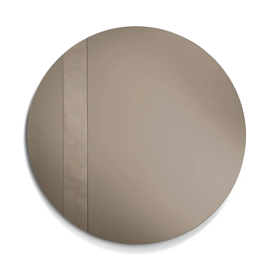 Espejo redondo con rejilla, fabricado en Italia - Brigitta viadurini