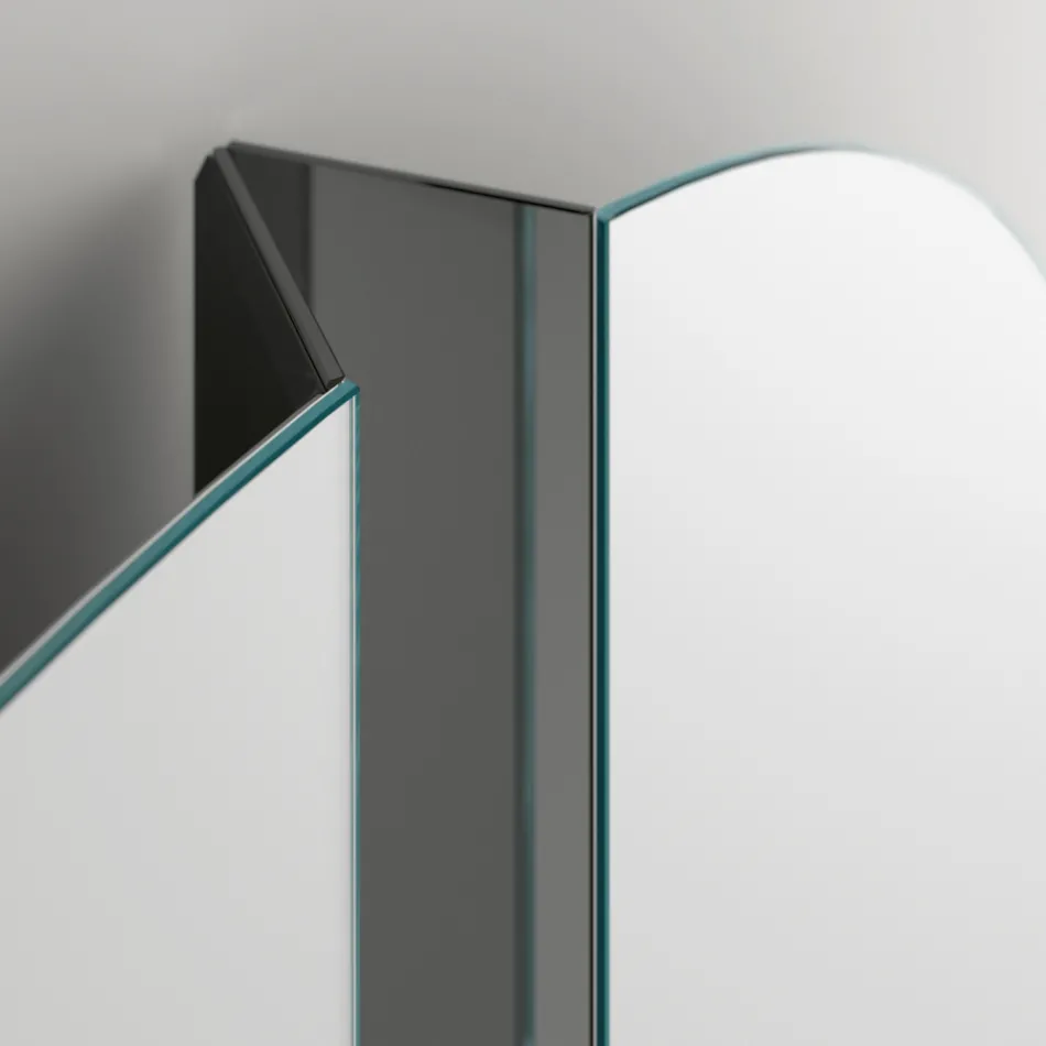 Espejo de pared redondo con corte en V central que separa los paneles - Spirit viadurini