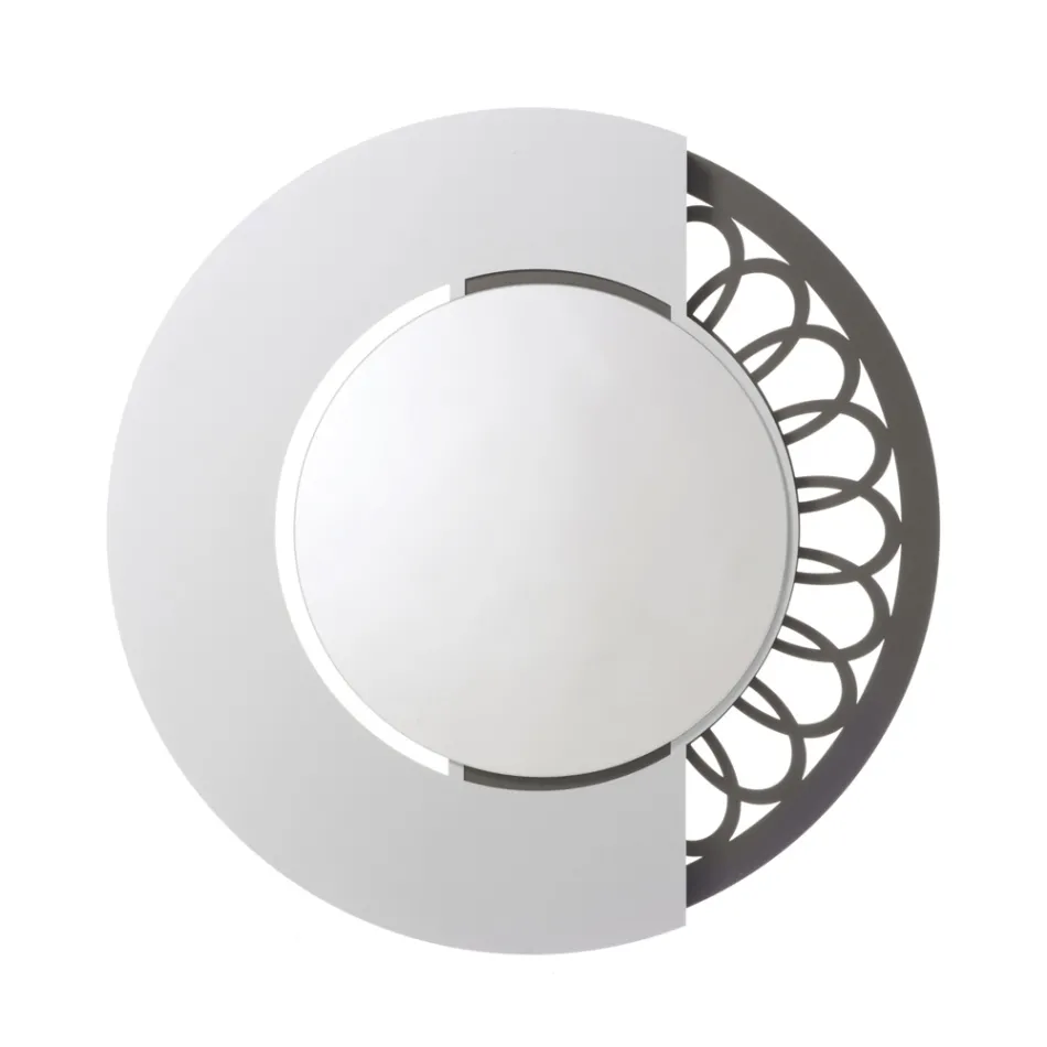 Espejo Redondo de Hierro con Decoración Lateral Made in Italy - Candado viadurini