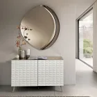 Espejo Abigaille con forma y semi-marco de cristal fusionado, fabricado en Italia. viadurini