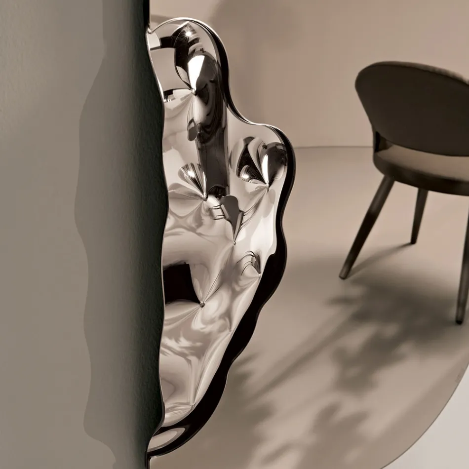 Espejo rectangular con inserto de cristal ondulado, fabricado en Italia - Adelasia viadurini