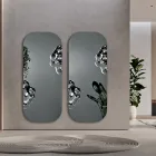 Espejo rectangular con inserto de cristal ondulado, fabricado en Italia - Adelasia viadurini