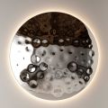 Espejo de pared redondo de cristal martillado, fabricado en Italia - Tavia