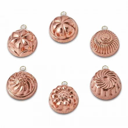 Moldes De Pastel De Cobre Estañado Hechos A Mano Diseño Mixto 6 Piezas - Giandaniele viadurini