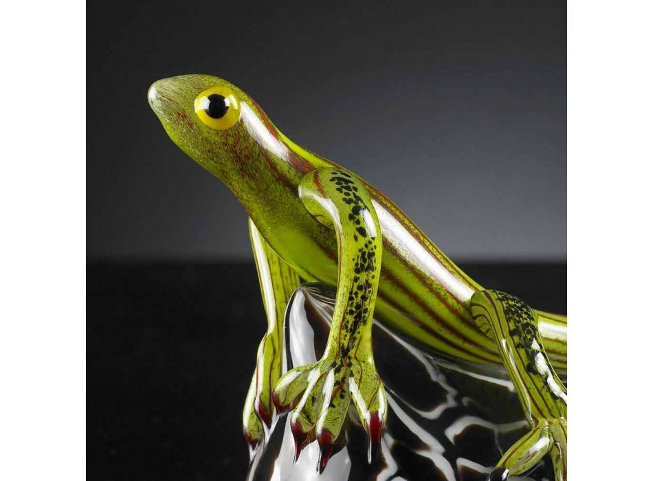 Figura en forma de lagarto sobre piedra en vidrio coloreado Made in Italy - Certola viadurini