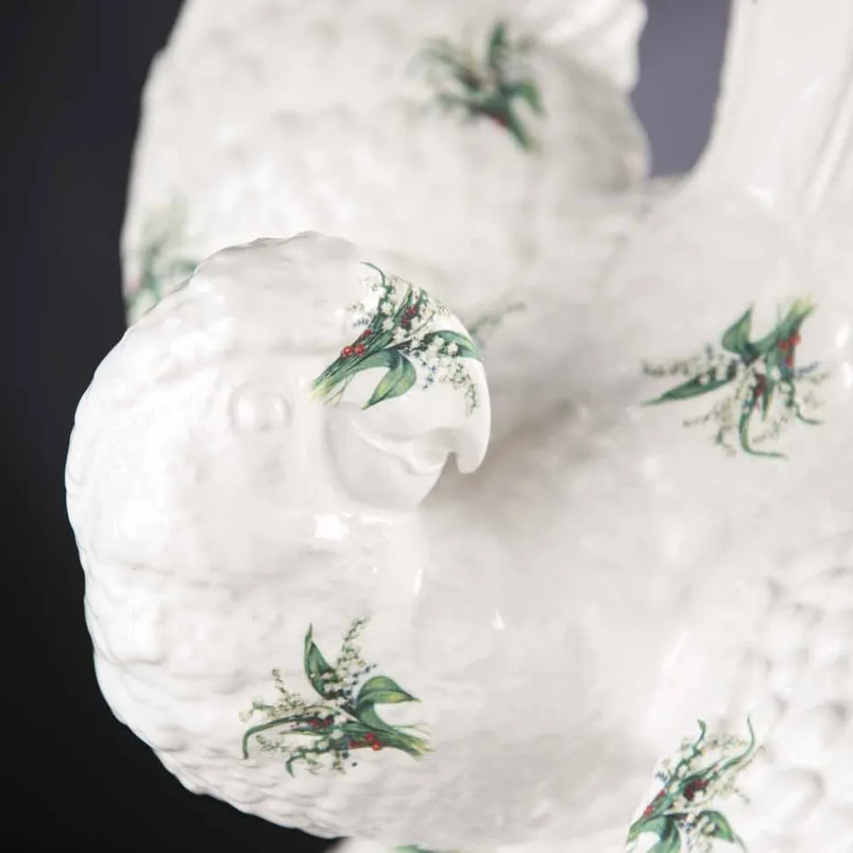 Figura de cerámica con forma de loro hecha a mano en Italia - Pagallo viadurini