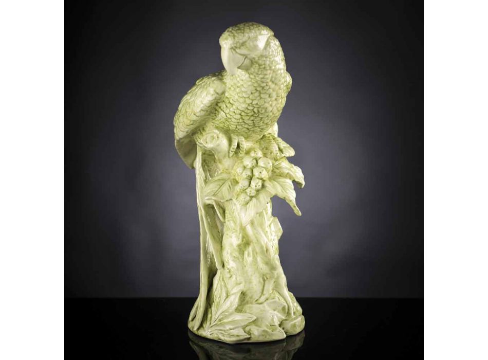 Figura de cerámica hecha a mano con forma de loro Made in Italy - Pagallo viadurini
