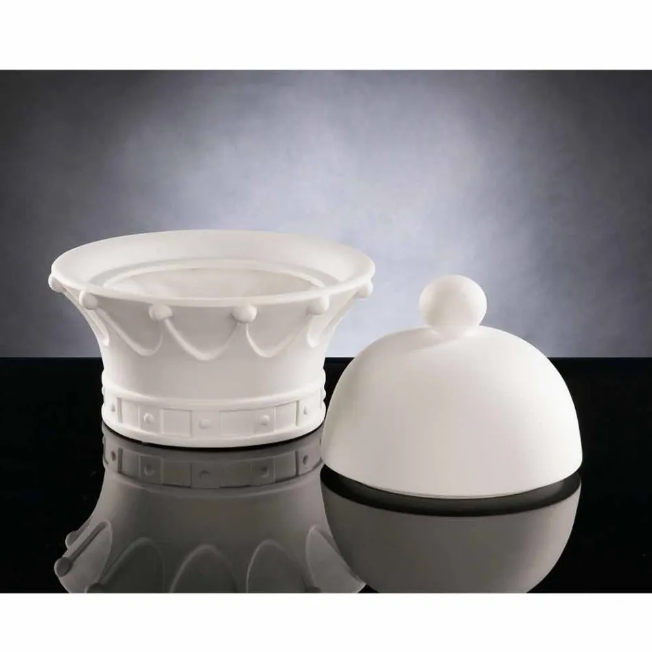 Figura decorativa en cerámica blanca hecha a mano en Italia - Reina viadurini