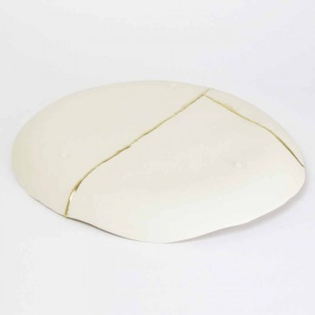 Bandeja de Bolsillo Redonda de Diseño en Porcelana Blanca y Pan de Oro - Cicatroro