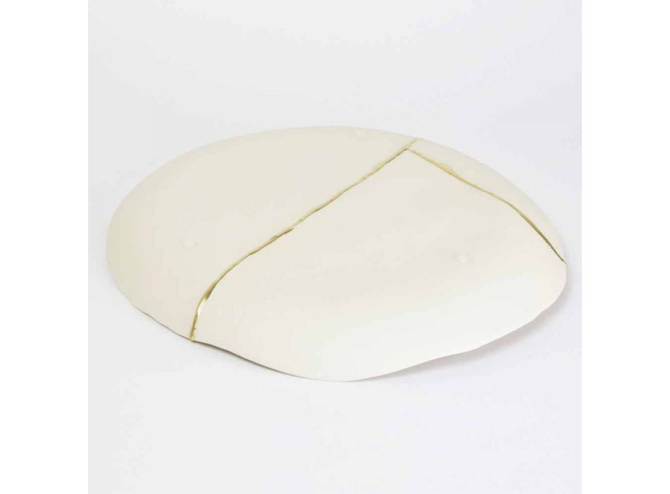 Bandeja de Bolsillo Redonda de Diseño en Porcelana Blanca y Pan de Oro - Cicatroro viadurini