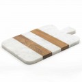 Tabla de cortar de mármol blanco Carrara y madera Made in Italy Design - Evea